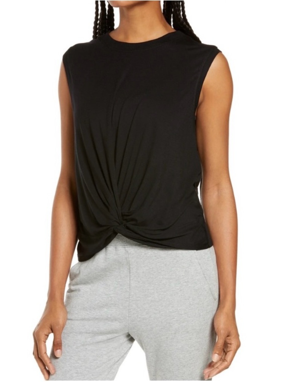 Zella Women’s Black Twist Front Sleeveless Activewear Tank Size L(12/14)